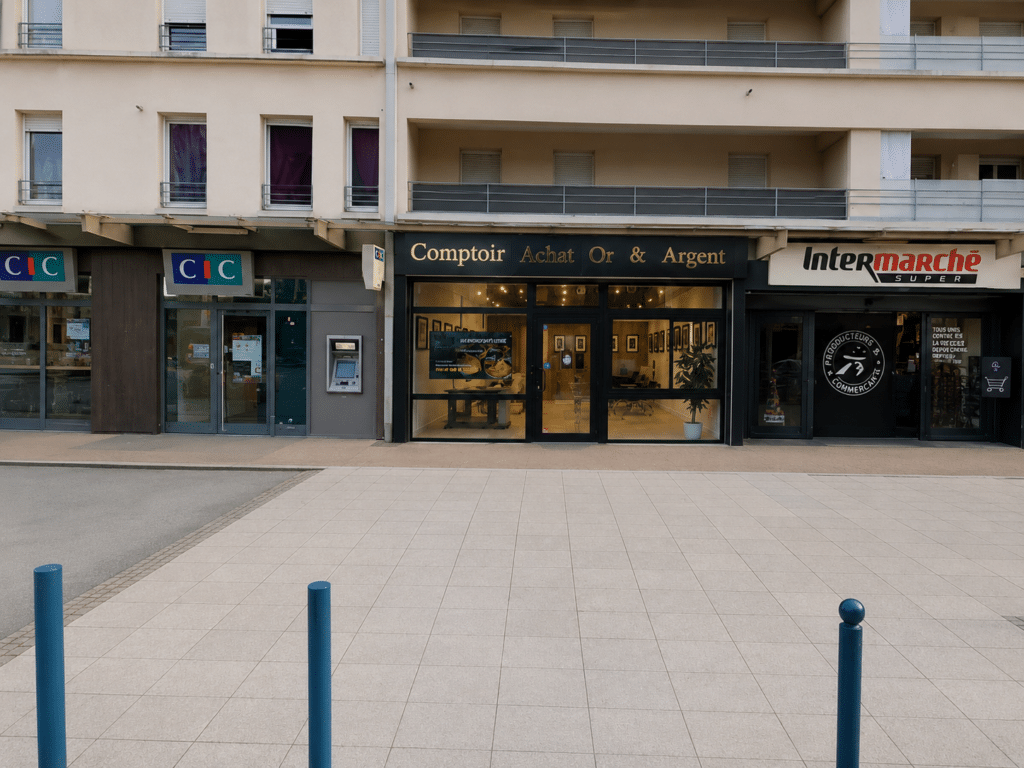 Votre comptoir or à Vauréal 5 Future façade du comptoir AOV de Vauréal, entre le CIC et Intermarché, place du Rendez-Vous.